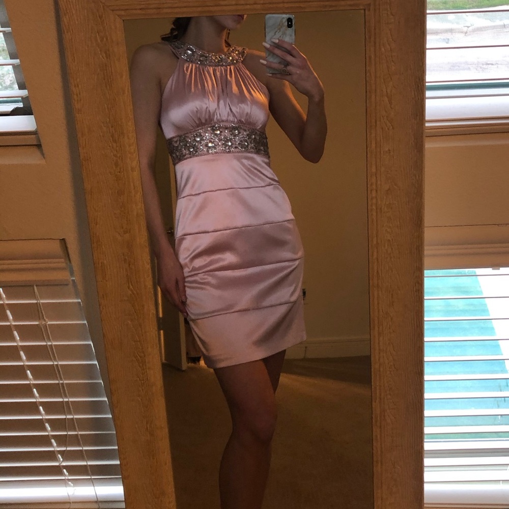 Light pink satin dress